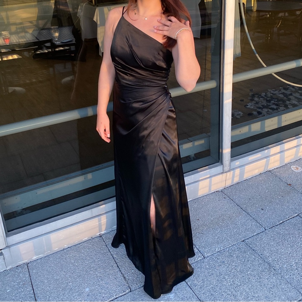 Charmeuse draped one-shoulder bridesmaid dress